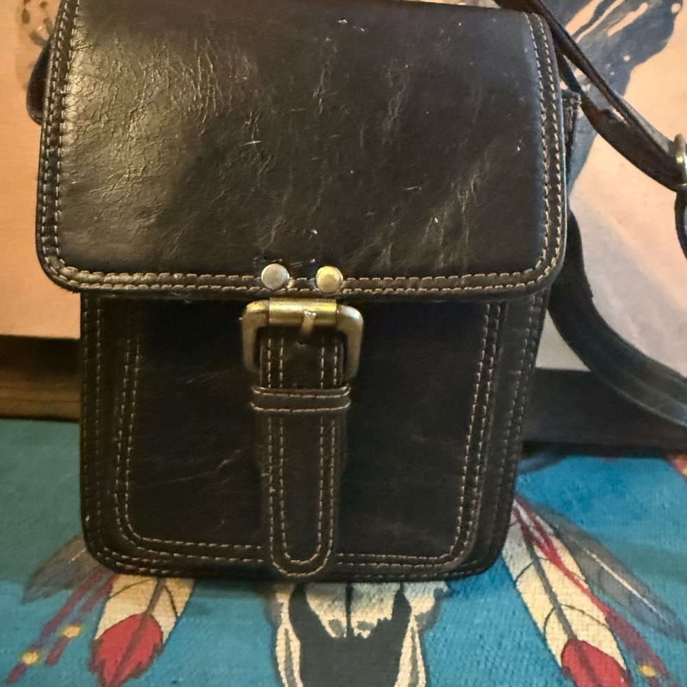 Sun + Stone Dark Brown Leather Messenger Bag